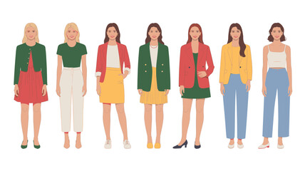 Obraz premium Casual and Formal Outfit Vector Set