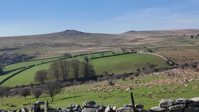 Merrivale Dartmoor Devon England UK. 20.03.2026. Video. Overview of Merrivale village and pub on western Dartmoor and a backdrop of hilltop Tors  a famous west country visitor attraction.
