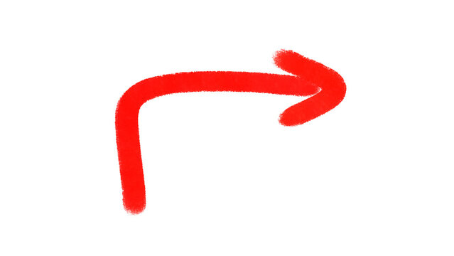 Clean Right Angle Red Arrow Design in Hand Drawn Clipart Style for Path Navigation Infographic Visual on Clear Transparent Background Backdrop