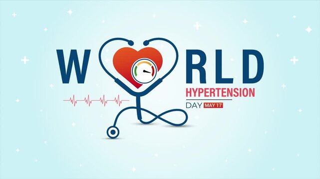 Motion graphics of World Hypertension Day video showing heart rate and pressure monitoring with smooth motion graphics. Blood pressure concept with clean medical icons. 4k video animation.
