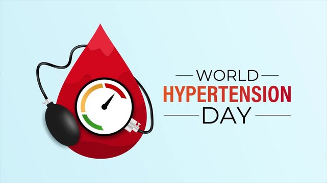 Motion graphics of World Hypertension Day video showing heart rate and pressure monitoring with smooth motion graphics. Blood pressure concept with clean medical icons. 4k video animation.