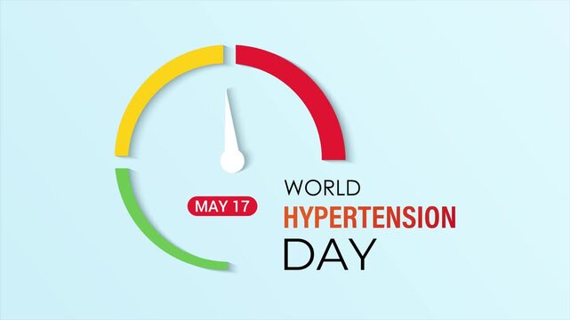 Motion graphics of World Hypertension Day video showing heart rate and pressure monitoring with smooth motion graphics. Blood pressure concept with clean medical icons. 4k video animation.
