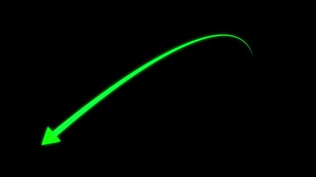 Arrow going down icon animation black background. motion graphics. animation. 4k video