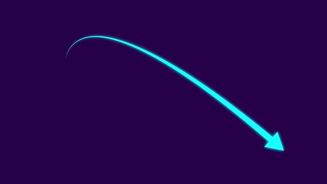 Arrow going down icon animation dark background. motion graphics. animation. 4k video