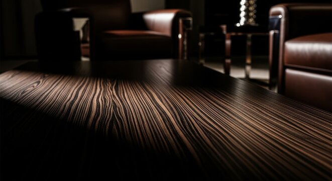 Close-up view of exotic wenge wood grain with deep dark brown to black striations creating a rich, luxurious surface texture