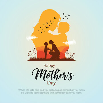 Happy mothers day with mom and children. abstract vector illustration design