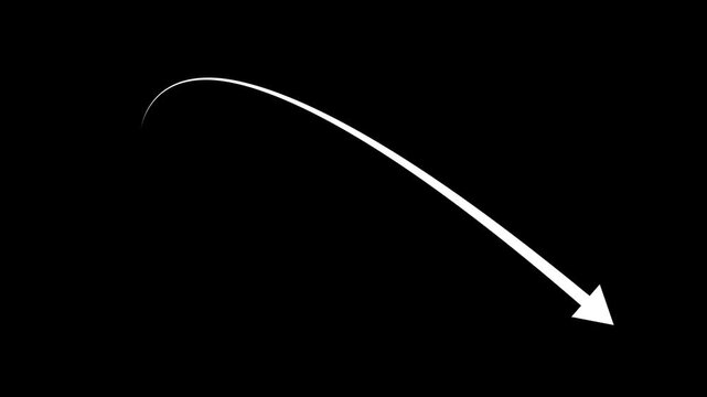 Arrow going down icon animation black background. motion graphics. animation. 4k video