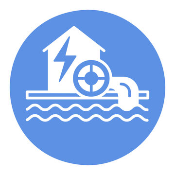 Small hydro power plant outline vector icon