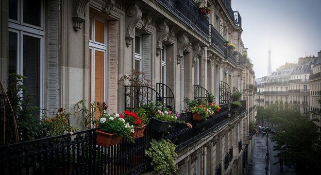 Apartment building balcony view