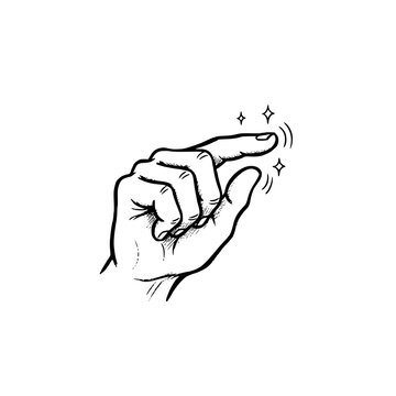 A hand with index finger pointing and sparkling magic effect