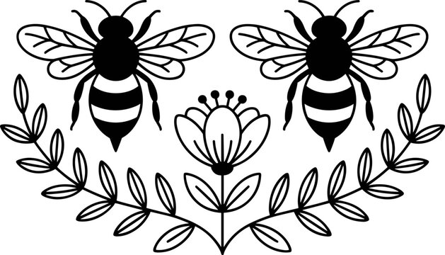 Floral Bee, Bee with Flowers 
Bee File, Cut file, Floral Bee Honey , Honeycomb , Cricut, Template, Silhouette, Bumble bee Designs, Flowers, for Shirts