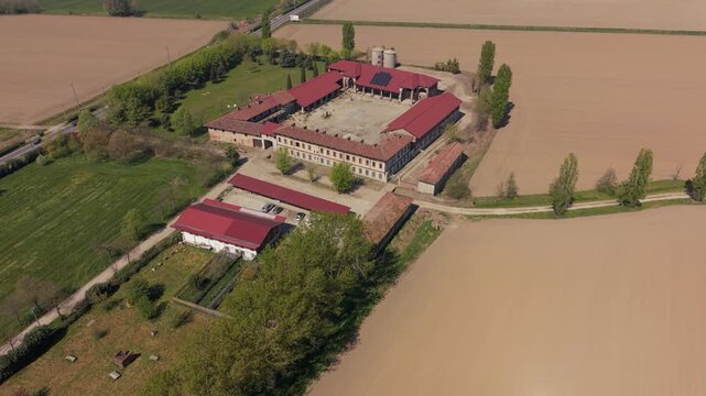 Historical Estate: An aerial perspective of a classic rural estate, showcasing the architectural beauty and serene surroundings.