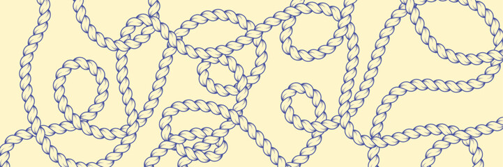 Sailor rope loop pattern. Twisted braided cord loops. Nautical vector bg. © MandarinkaArt