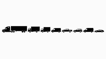 Silhouette line of various truck and car vehicle types side view © naisa
