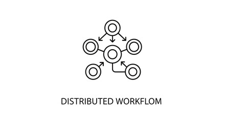 Fototapeta premium Distributed Workflow Diagram: Central Hub Connected to Multiple Nodes