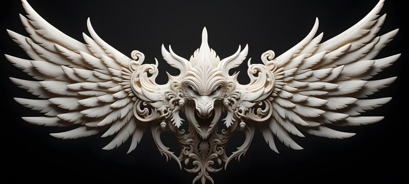 white garuda shaped matchstick carving,generative AI