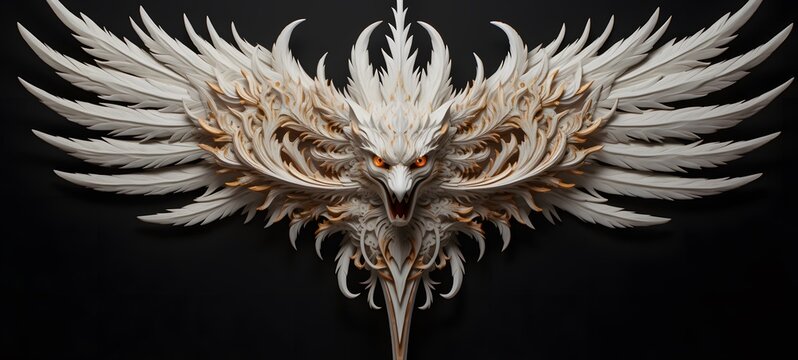 white garuda shaped matchstick carving,generative AI