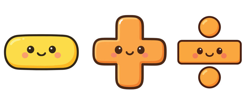 Kawaii mathematical symbols smiling cartoon