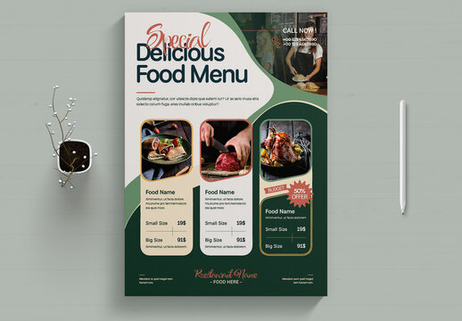 Delicious Food Menu Flyer Template