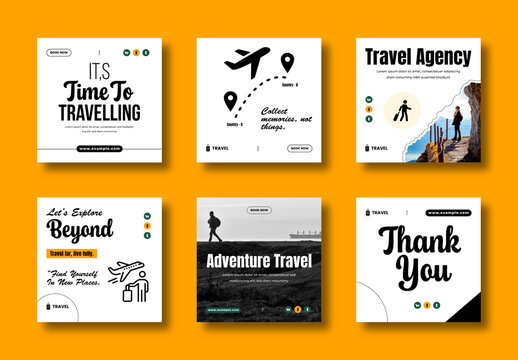 Modern Travel Social Media Post Template Design