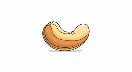 Fototapeta premium A cartoon cashew nut with a curved shape, rendered in shades of beige and orange