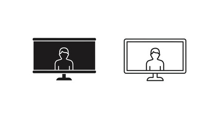 Fototapeta premium Computer Screen Icons with Person Silhouette for Video Call or Online Meeting Vector