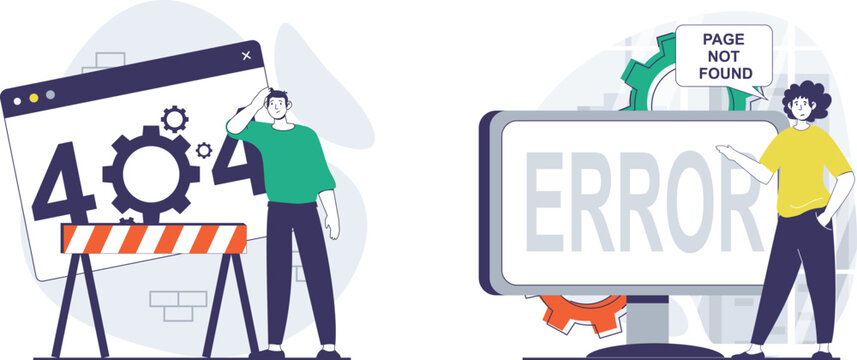 Illustrations of common web browsing errors and their visual representations