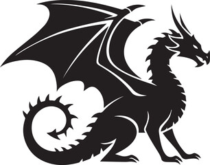 Dragon Silhouette Vector Icon for Fantasy and Mythology Design © Vector 4 You