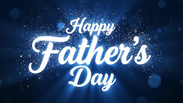 Happy Father's Day glowing text on dark blue background