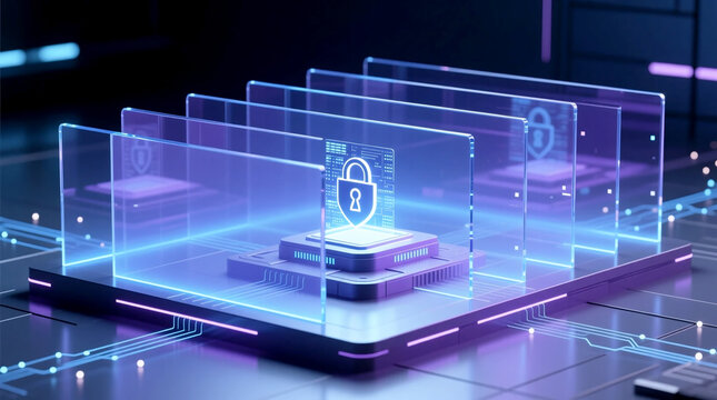 Dynamic digital view of robust ransomware protection concept with layered security system on enterprise network illustrating vital cybersecurity strategy