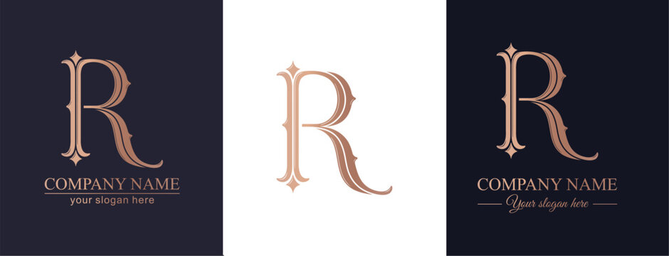 Letter R logo monogram in classic serif style with subtle decorative elements. Clean logotype for personal branding, corporate identity and premium design.