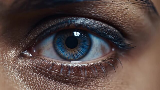 Close up of blue eye looking.