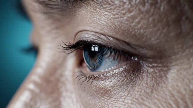Close up of blue human eye.