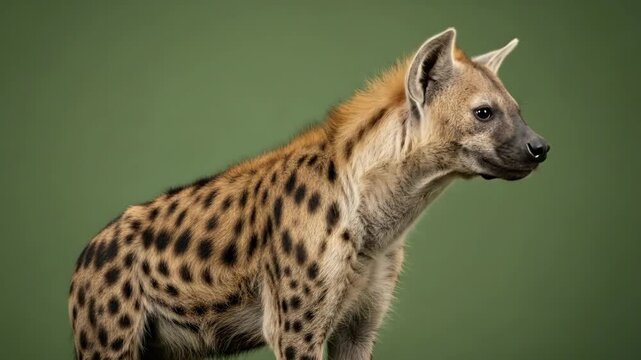 A young hyena standing alert in its natural habitat