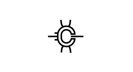 Obraz premium Abstract Circular C Letter Logo Design, Minimalist Geometric Symbol, Technology Concept