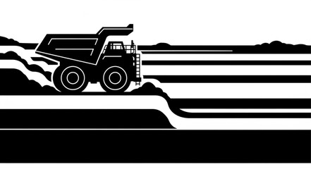 Large Mining Dump Truck Silhouette Profile View. © Mugg