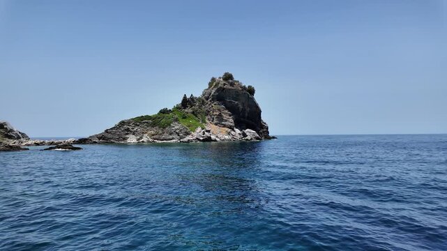 Amazing Panorama of Coastline of Skopelos near Agios Ioannis church, Sporades, Thessaly, Greece