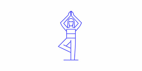 Fototapeta premium Line art illustration of a person performing the tree pose yoga