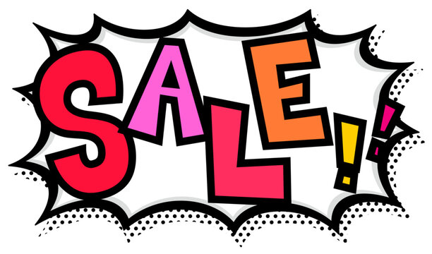 赤いSALE!!文字入りの黒太線のポップなトゲトゲ吹き出し。激安セール16:9ビデオ告知用。