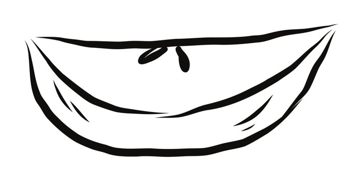 Single apple slice drawn in minimal line art style representing fresh fruit ingredient. Vector hand drawn illustration.