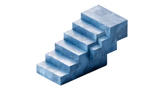 Blue Concrete Staircase Floating in Black Space