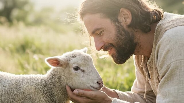 Jesus Calling sheep Intimate close-up Soft natural light