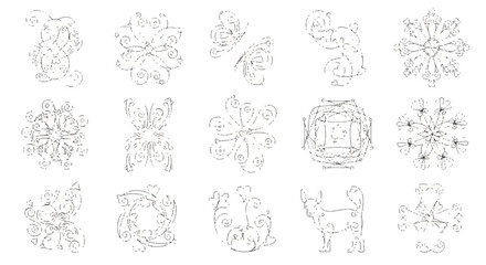 Naklejka premium 20 Line Drawings, Christmas Icons, Holiday Symbols, Winter Elements, Vector Illustrations