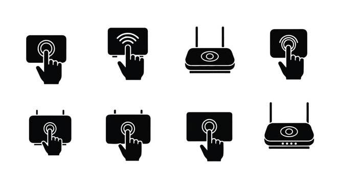 Black and white wireless router icons.