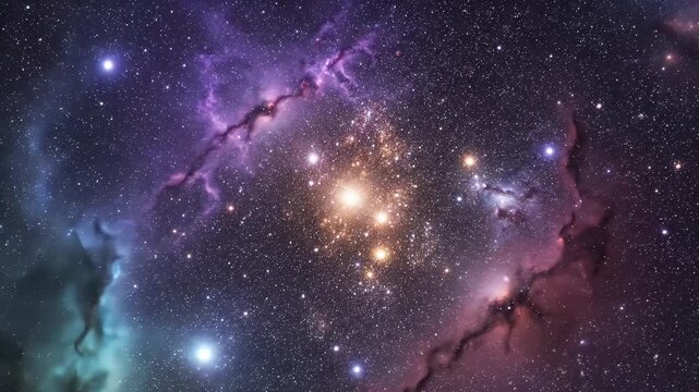 Vibrant Nebula and Star Cluster in Deep Space Cosmos.
