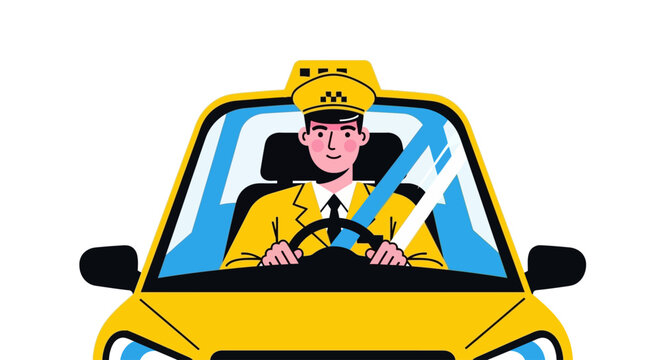 Man wearing yellow uniform driving car.
