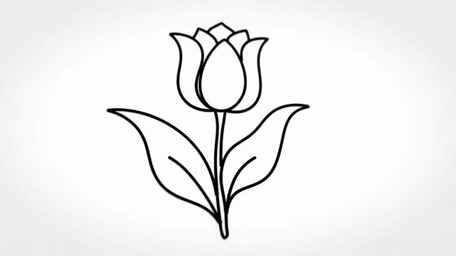 A single minimalist black line drawing of a plant stem or organic curve against a solid white background, depicting a simple botanical outline in a hand-drawn artistic style.