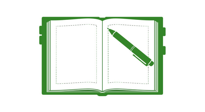 Green pen on open notebook.