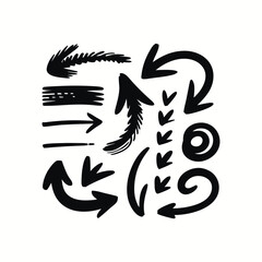 Obraz premium Hand Drawn Arrow Collection Set Isolated On White Background