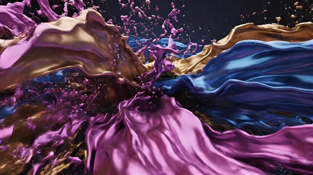 Abstract Swirling Liquid Metal and Fabric Flowing Motion.